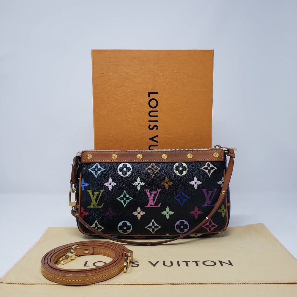 Louis Vuitton Monogram Takashi Murakami Multicolor Black Pochette Accessoires